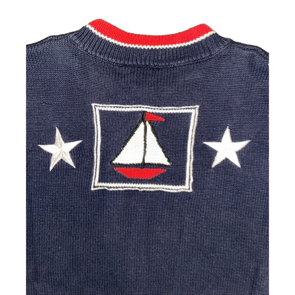 Vintage 1980s Essential Elements Nautical Blue Sweater Unisex Size Small - Picture 6 of 13